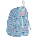 Pink And Blue Floral Wallpaper Foldable Lightweight Backpack View4