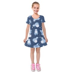 Bear Pattern Patterns Planet Animals Kids  Short Sleeve Velvet Dress by uniart180623