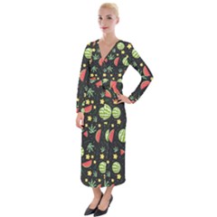 Watermelon Berries Patterns Pattern Velvet Maxi Wrap Dress by uniart180623