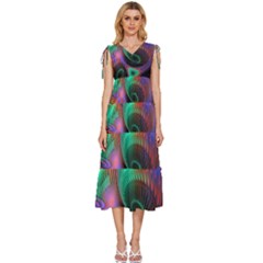 Circle Art 3d Artwork Graphics Vortex Colorful Digital Art V-neck Drawstring Shoulder Sleeveless Maxi Dress by uniart180623