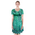 Green And Blue Peafowl Peacock Animal Color Brightly Colored Short Sleeve V-neck Flare Dress View1