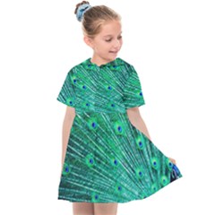 Green And Blue Peafowl Peacock Animal Color Brightly Colored Kids  Sailor Dress by uniart180623