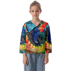 Colorful Digital Art Fractal Design Kids  Sailor Shirt by uniart180623