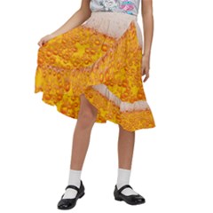 Beer Texture Drinks Texture Kids  Ruffle Flared Wrap Midi Skirt by uniart180623