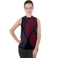 Red Black Abstract Pride Abstract Digital Art Mock Neck Chiffon Sleeveless Top by uniart180623