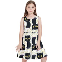 Black Cats And Dots Koteto Cat Pattern Kitty Kids  Skater Dress by uniart180623