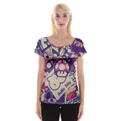 Retro Cartoon Titty Parody Cap Sleeve Top by uniart180623