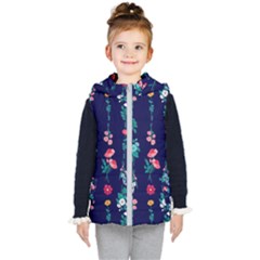 Flowers Pattern Bouquets Colorful Kids  Hooded Puffer Vest by uniart180623