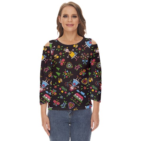 Cartoon Texture Cut Out Wide Sleeve Top by uniart180623