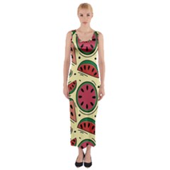 Watermelon Pattern Slices Fruit Fitted Maxi Dress by uniart180623