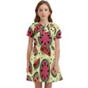 Watermelon Pattern Slices Fruit Kids  Bow Tie Puff Sleeve Dress View1