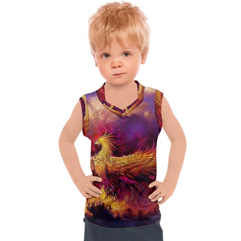 Phoenix Bird Kids  Sport Tank Top by uniart180623