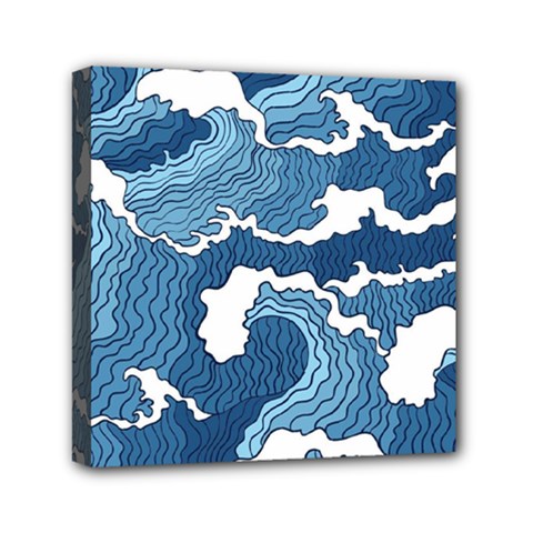 Waves Aesthetics Illustration Japanese Mini Canvas 6  X 6  (stretched) by uniart180623