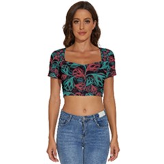 Flower Patterns Ornament Pattern Short Sleeve Square Neckline Crop Top  by uniart180623