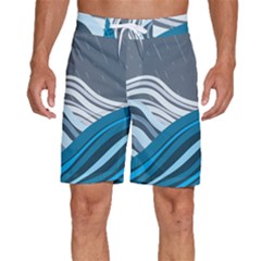 Waves Ink Abstract Texture Art Men s Beach Shorts by uniart180623