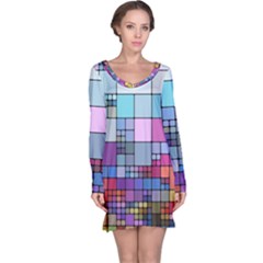 To Dye Abstract Visualization Long Sleeve Nightdress by uniart180623