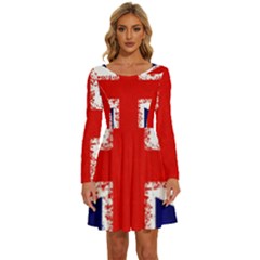 Union Jack London Flag Uk Long Sleeve Wide Neck Velvet Dress by Celenk