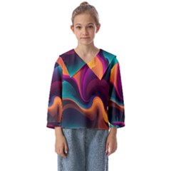 Abstract Colorful Waves Painting Kids  Sailor Shirt by Simbadda