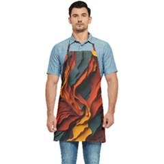 Abstract Colorful Waves Painting Art Kitchen Apron by Simbadda