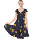 Bloomed Yellow Petaled Flower Plants Cap Sleeve Front Wrap Midi Dress View1