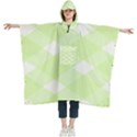 Lime Green and White Plaid Women s Hooded Rain Ponchos View1