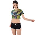 Tree Magical Colorful Abstract Metaphysical Tie Back Short Sleeve Crop Tee View1