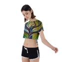 Tree Magical Colorful Abstract Metaphysical Tie Back Short Sleeve Crop Tee View2