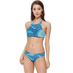 Ocean Waves Sea Abstract Pattern Water Blue Banded Triangle Bikini Set by Simbadda