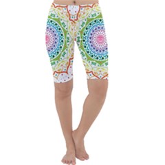 Mandala Pattern Rainbow Pride Cropped Leggings  by Simbadda