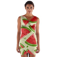 Cute Watermelon Seamless Pattern Wrap Front Bodycon Dress by Simbadda