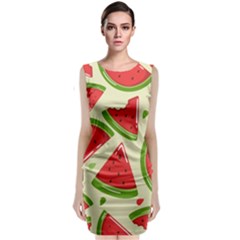 Cute Watermelon Seamless Pattern Sleeveless Velvet Midi Dress by Simbadda