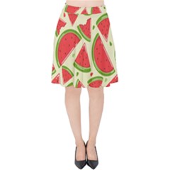 Cute Watermelon Seamless Pattern Velvet High Waist Skirt by Simbadda