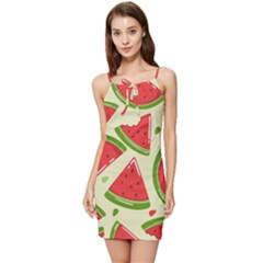 Cute Watermelon Seamless Pattern Summer Tie Front Dress by Simbadda