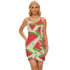 Cute Watermelon Seamless Pattern Wrap Tie Front Dress by Simbadda