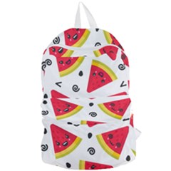 Cute Smiling Watermelon Seamless Pattern White Background Foldable Lightweight Backpack by Simbadda