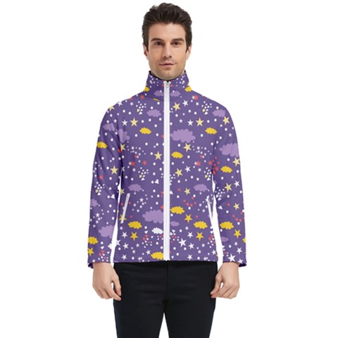 Pattern Cute Clouds Stars Men s Bomber Jacket by Simbadda