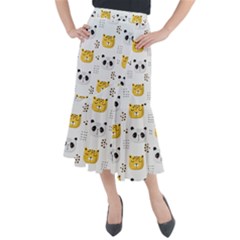 Seamless Pattern Cute Animals Midi Mermaid Skirt by Simbadda