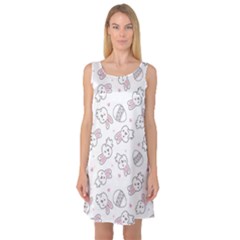 Cute Pattern With Easter Bunny Egg Sleeveless Satin Nightdress by Simbadda