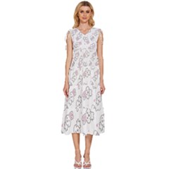 Cute Pattern With Easter Bunny Egg V-neck Drawstring Shoulder Sleeveless Maxi Dress by Simbadda