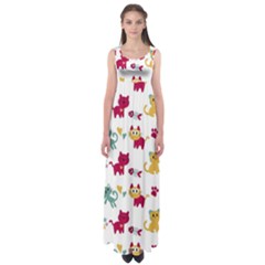 Pattern With Cute Cats Empire Waist Maxi Dress by Simbadda