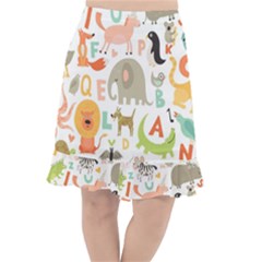 Children Alphabet Seamless Pattern Fishtail Chiffon Skirt by Simbadda