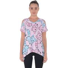 Children Pattern Design Cut Out Side Drop Tee by Simbadda