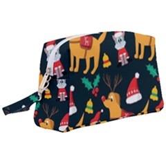 Funny Christmas Pattern Background Wristlet Pouch Bag (large) by Simbadda