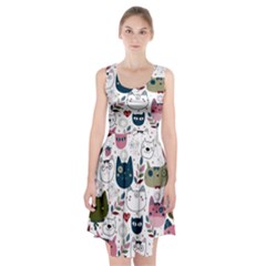 Pattern With Cute Cat Heads Racerback Midi Dress by Simbadda