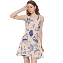 Cute Cats Doodle Seamless Pattern With Funny Characters Inside Out Racerback Dress by Simbadda