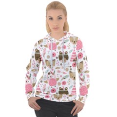 Pink Animals Pattern Women s Overhead Hoodie by Simbadda