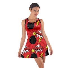 Pop Art Comic Pattern Bomb Boom Explosion Background Cotton Racerback Dress by Simbadda