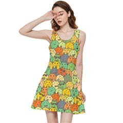 Seamless Pattern With Doodle Bunny Inside Out Racerback Dress by Simbadda