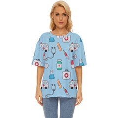 Medical Seamless Pattern Oversized Basic Tee by Simbadda