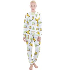 Vector Pattern With Cute Giraffe Cartoon Women s Lounge Set by Simbadda